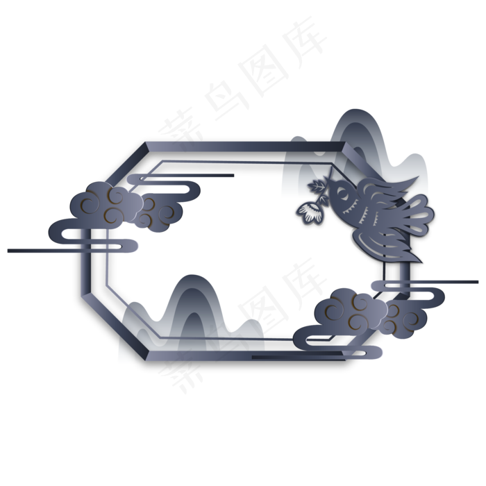 中国风花鸟边框(2000X2000(DPI:300))ai矢量模版下载