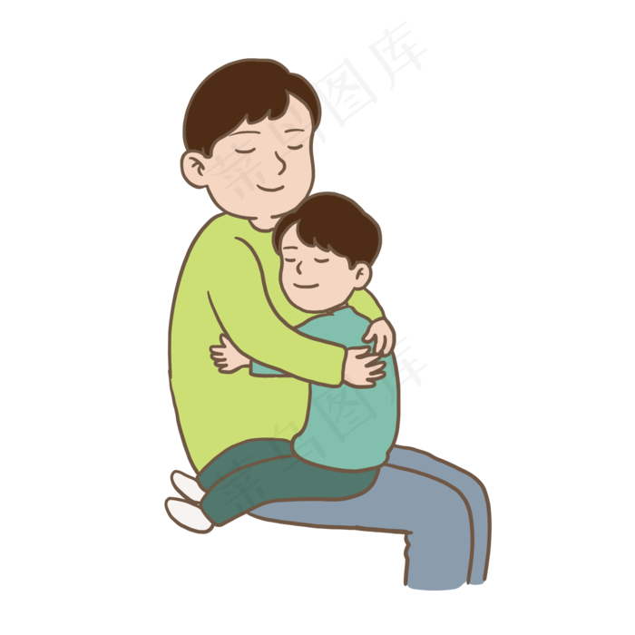 父亲节父亲抱着儿子插画免抠元素