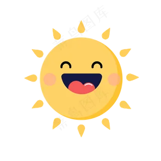 卡通手绘  太阳  朝日   夏天 ,免抠元素