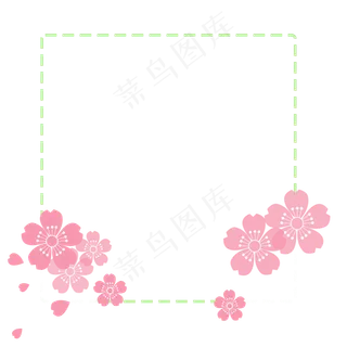 春季粉色樱花边框卡通素材下载,免抠元素