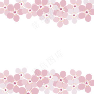 手绘粉色樱花边框矢量图,免抠元素