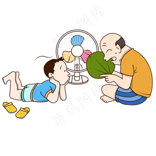 手绘矢量二十四节气大暑小暑