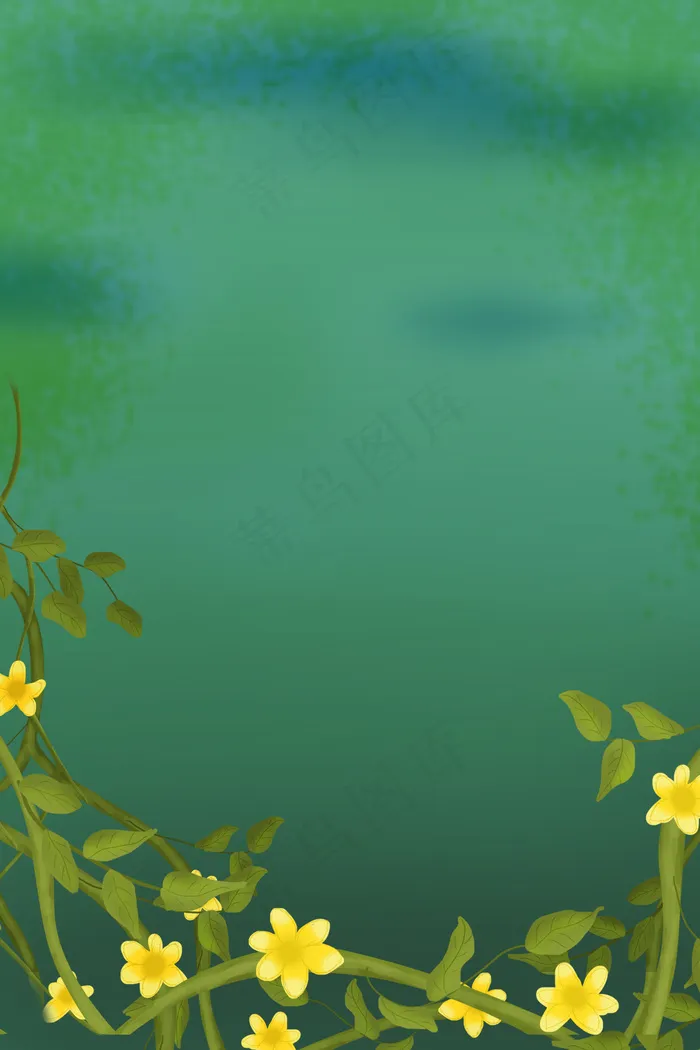 惊蛰绿色花藤psd分层banner(3545*5315px 	      )psd模版下载