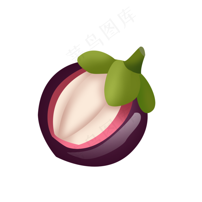 一个切开精致手绘山竹psd透明底