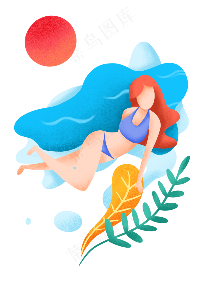 夏季海滩游泳女孩