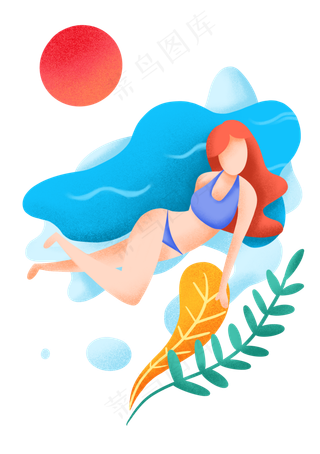 夏季海滩游泳女孩