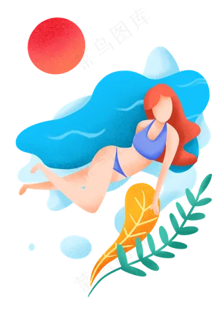 夏季海滩游泳女孩