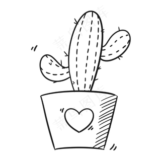 小清新手绘六一儿童节装饰仙人掌