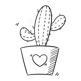 小清新手绘六一儿童节装饰仙人掌