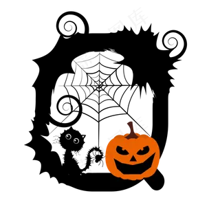 创意万圣节蜘蛛南瓜蝙蝠扫把字母