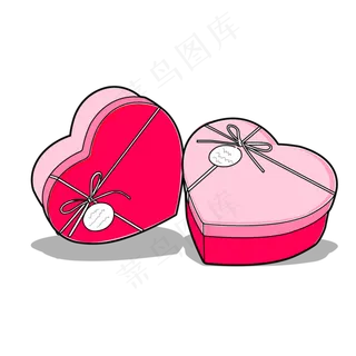 七夕情人节爱心礼品盒,免抠元素