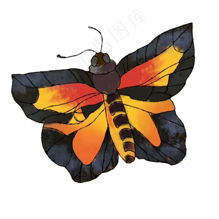 蝴蝶手绘装饰图案彩色蝴蝶(3000X3000(DPI:299))psd模版下载