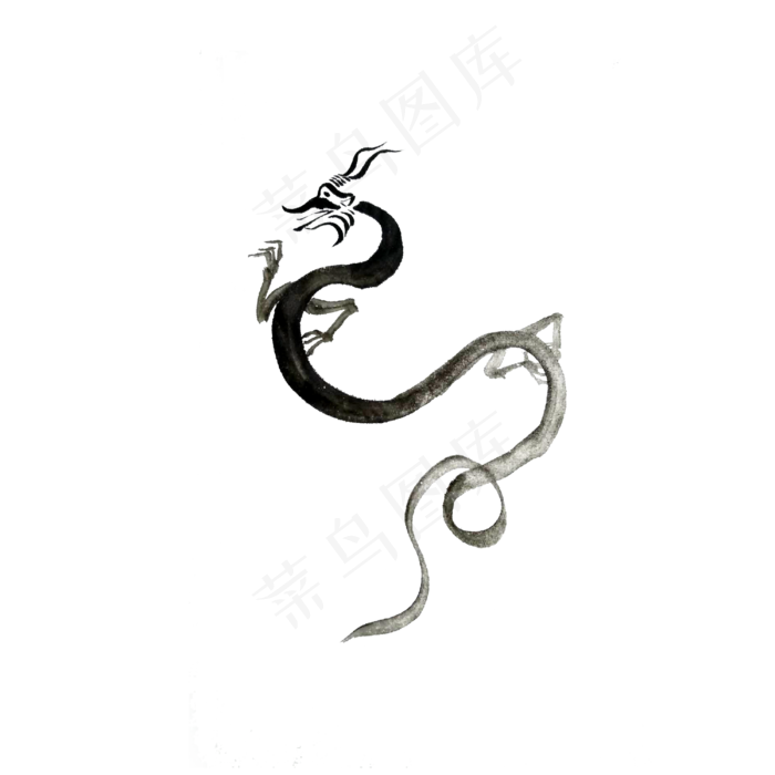 剪影龙图腾神兽蟒PNG,免抠元素