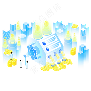 2.5D互联网金融场景说明,免抠元素
