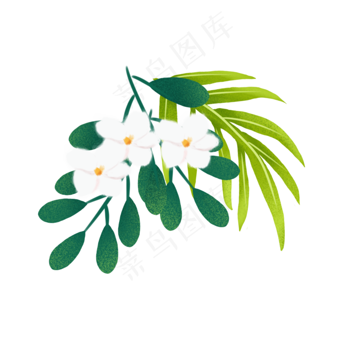 手绘小清新花草免费下载,免抠元素(2000*2000px)psd模版下载