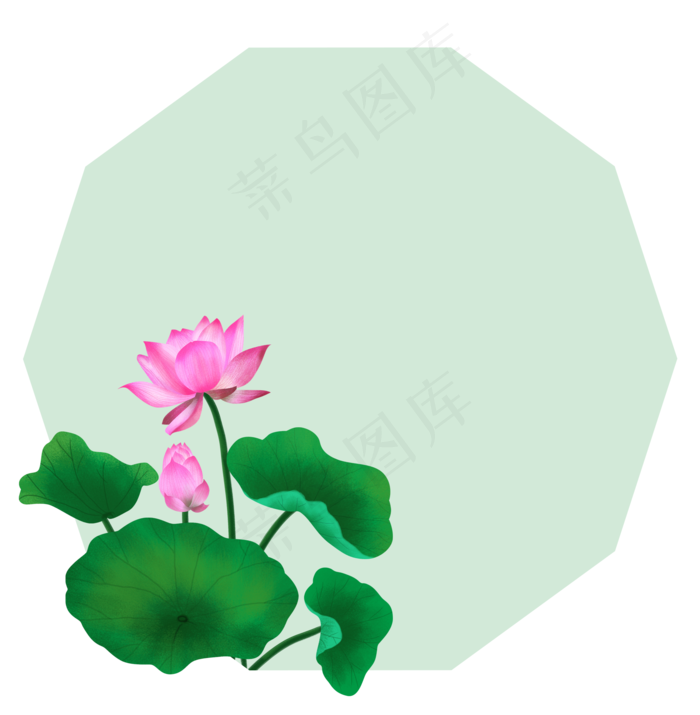 多边形荷花主题边框(2008X2050(DPI:300))psd模版下载