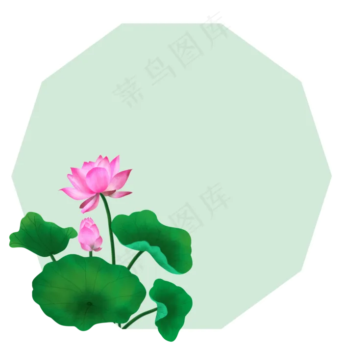 多边形荷花主题边框