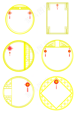 中国风双圆中国结图,免抠元素