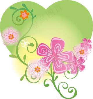 春天绿色矢量爱心