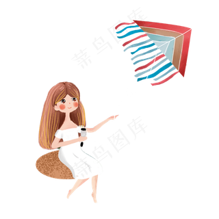 儿童节女孩放风筝素材