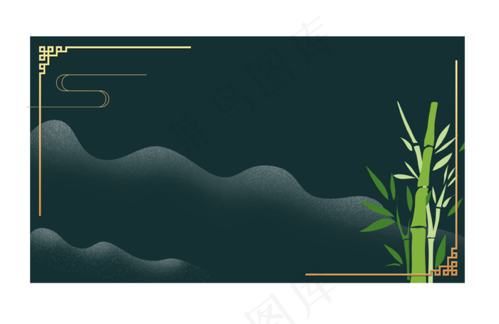 端午节中国风青竹边框(3583X2328(DPI:300))psd模版下载