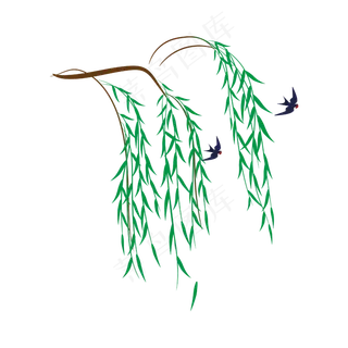 春天柳树燕子,免抠元素