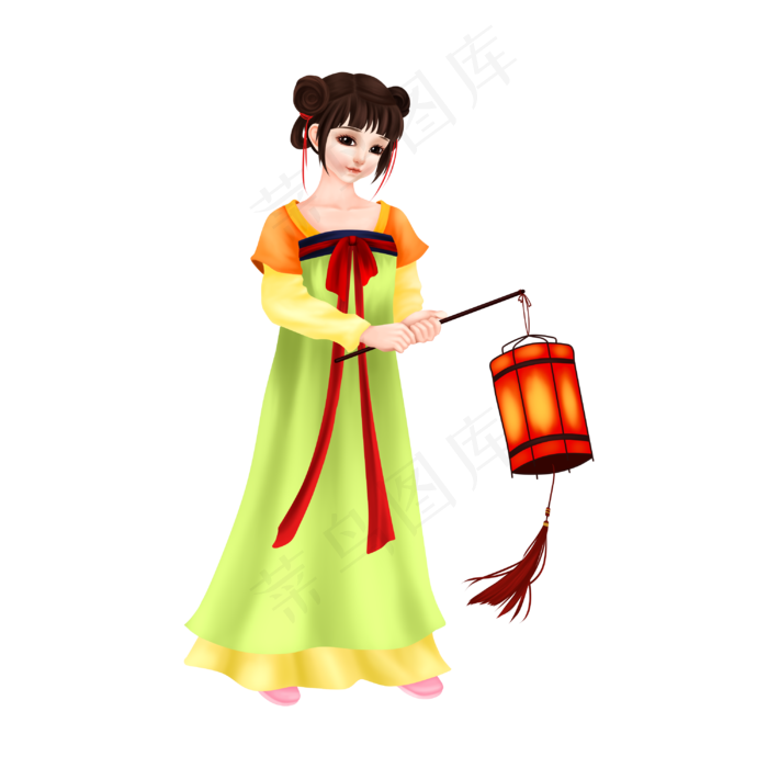 古风绿衣女孩(3000X3000(DPI:300))psd模版下载