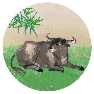 清明水牛二十四节气PNG素材,免抠元素