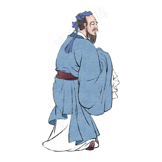 古风人物孔子行礼,免抠元素