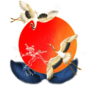 中国风华丽仙鹤装饰古风,免抠元素