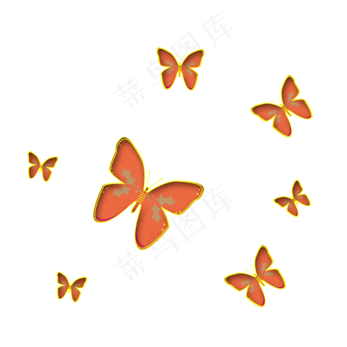 橙色雕刻蝴蝶漂浮(2000X2000(DPI:300))psd模版下载