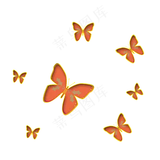 橙色雕刻蝴蝶漂浮