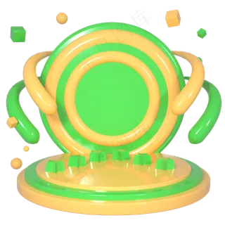 C4D端午节绿黄色圆盘底座舞台