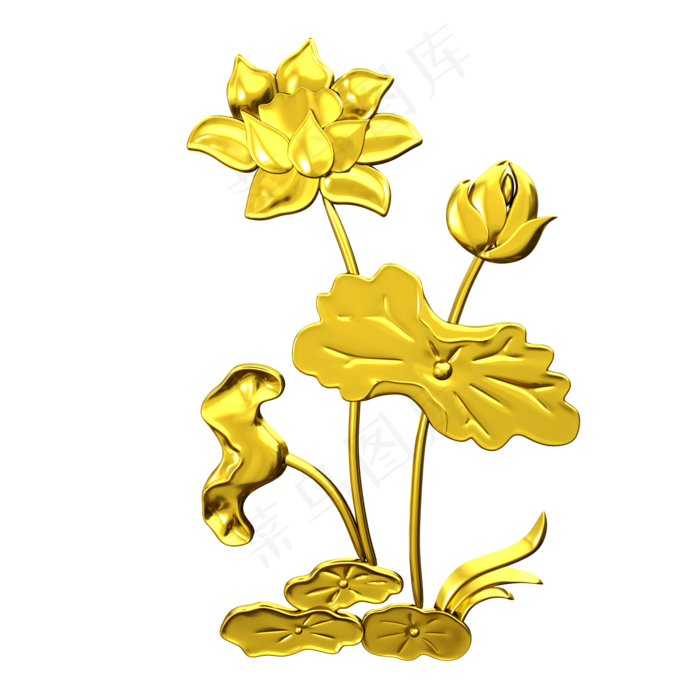 烫金植物荷花(2000X2000(DPI:300))psd模版下载