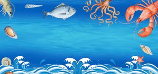 蓝色卡通海鲜自助开渔节电商banner淘宝