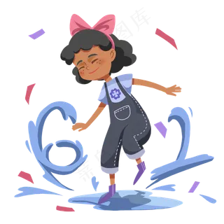 儿童节戏水小女孩