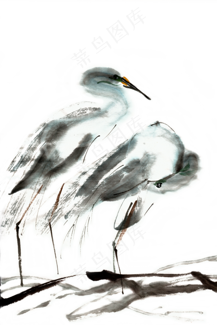 鸟水墨画PNG免抠素材