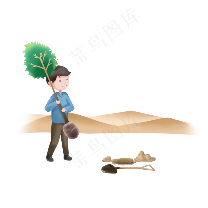 植树节种树的男孩