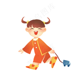 儿童节玩玩具车的女孩