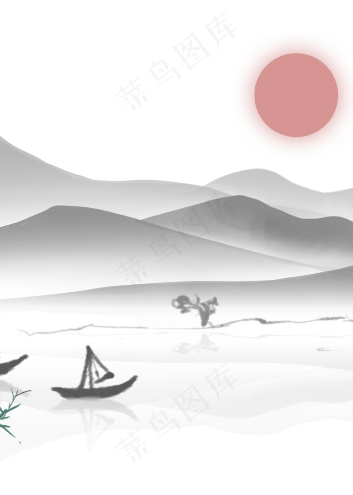 中式中国风水墨装饰画(3545X4961(DPI:300))psd模版下载