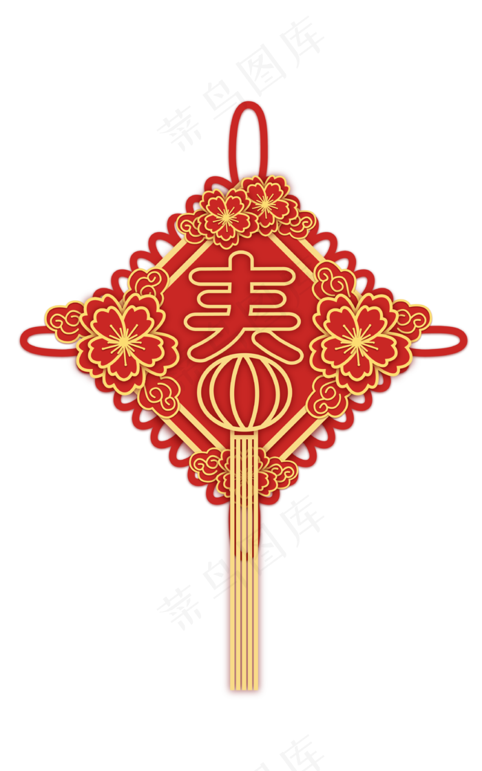 矢量新年立体红金装饰,免抠元素