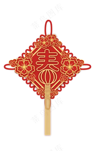 矢量新年立体红金装饰,免抠元素