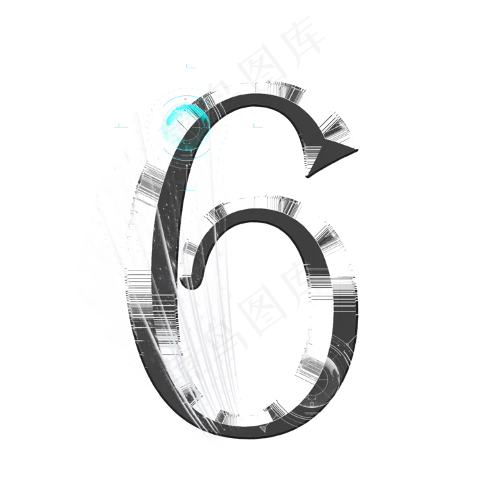 银色科技数字6(2000*2000px 	      )psd模版下载