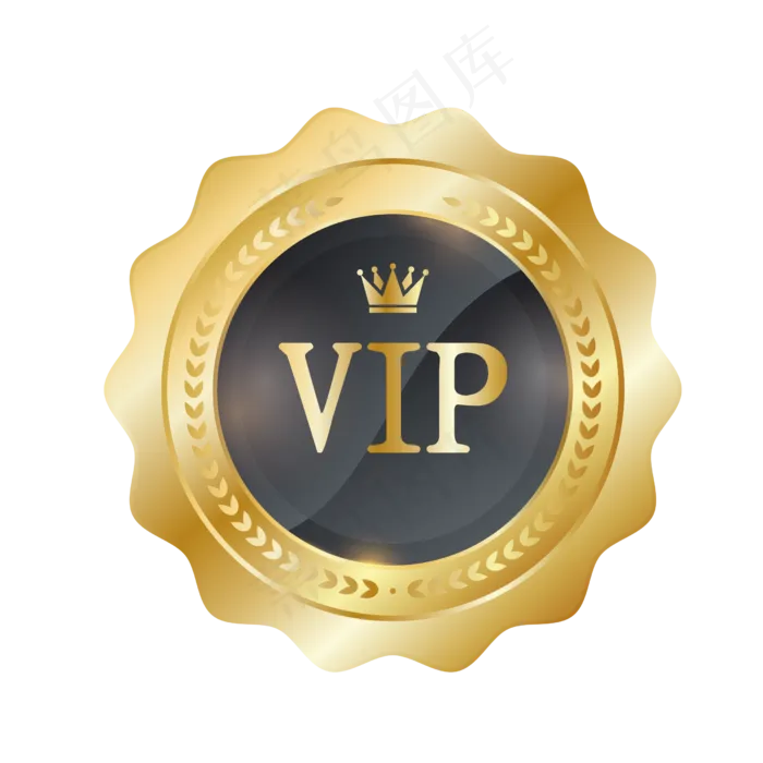 VIP金属徽章素材,免抠元素(2480*2480px 300 dpi )ai矢量模版下载