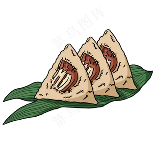 端午节彩色手绘肉粽子