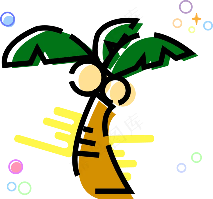 矢量MBE椰树椰果图标(4173X5906(DPI:300))ai矢量模版下载