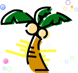 矢量MBE椰树椰果图标