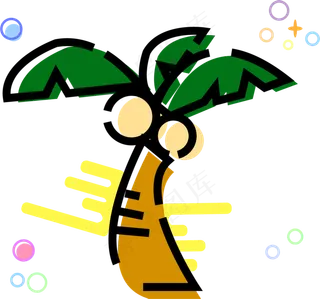 矢量MBE椰树椰果图标