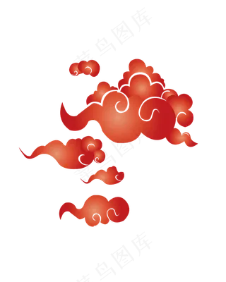 矢量手绘卡通红色祥云,免抠元素