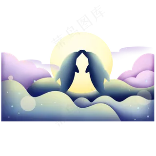 亲吻的海豚边框,免抠元素